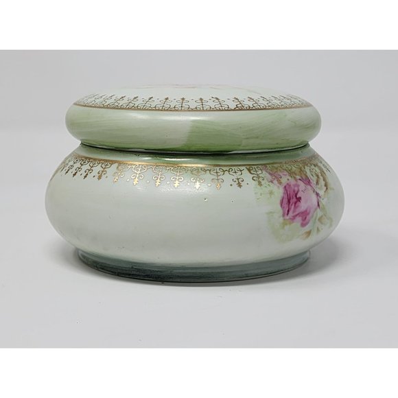 Antique Hand Painted Roses Nippon Powder/Trinket Bowl With Lid - Picture 5 of 11